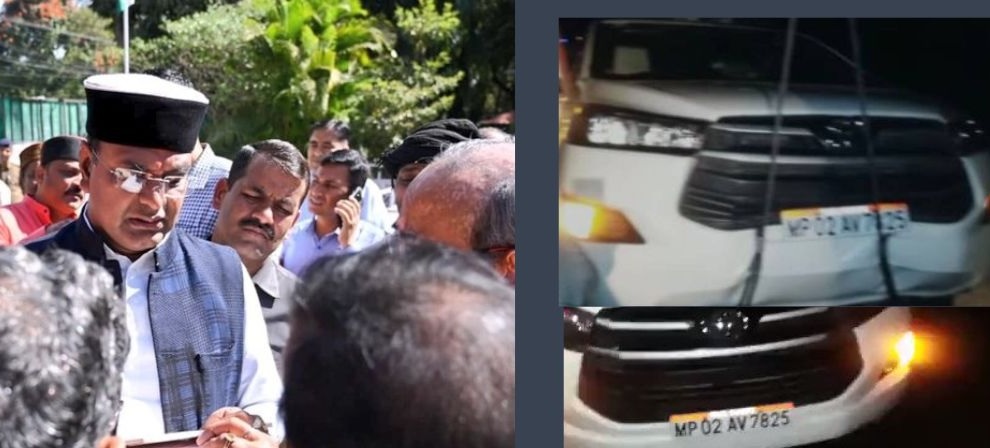 MP के शिक्षा मंत्री का एक्सीडेंट, बाल-बाल बचे विश्वास सारंग, गाड़ी को क्रेन से पहुंचाया गया थाने
