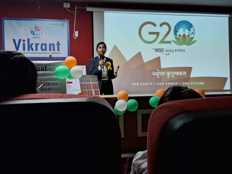 Indore : शहर के विक्रांत इंस्टीट्यूट ने G20, 2023 में भारत की अध्यक्षता का मनाया जश्न, प्रस्तुति के साथ किया प्रदर्शनी का आयोजन