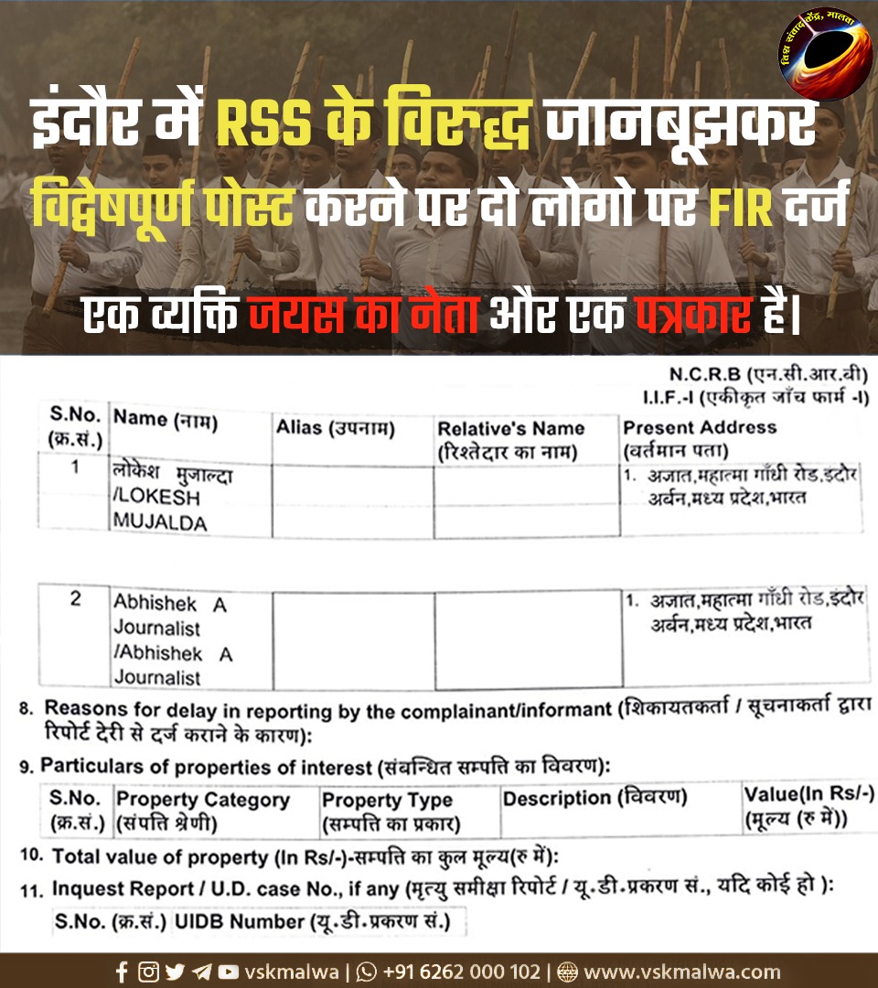 Indore: RSS के खिलाफ गलत पोस्ट करना पड़ा भारी, 2 लोगों के खिलाफ दर्ज हुई FIR, जानें पूरा मामला
