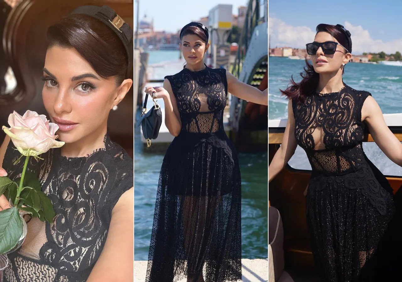Jacqueline Fernandez ने गिराई हुस्न से बिजलियां, जालीदार ड्रेस में फ्लॉन्ट किया फिगर, तस्वीरें हुई वायरल