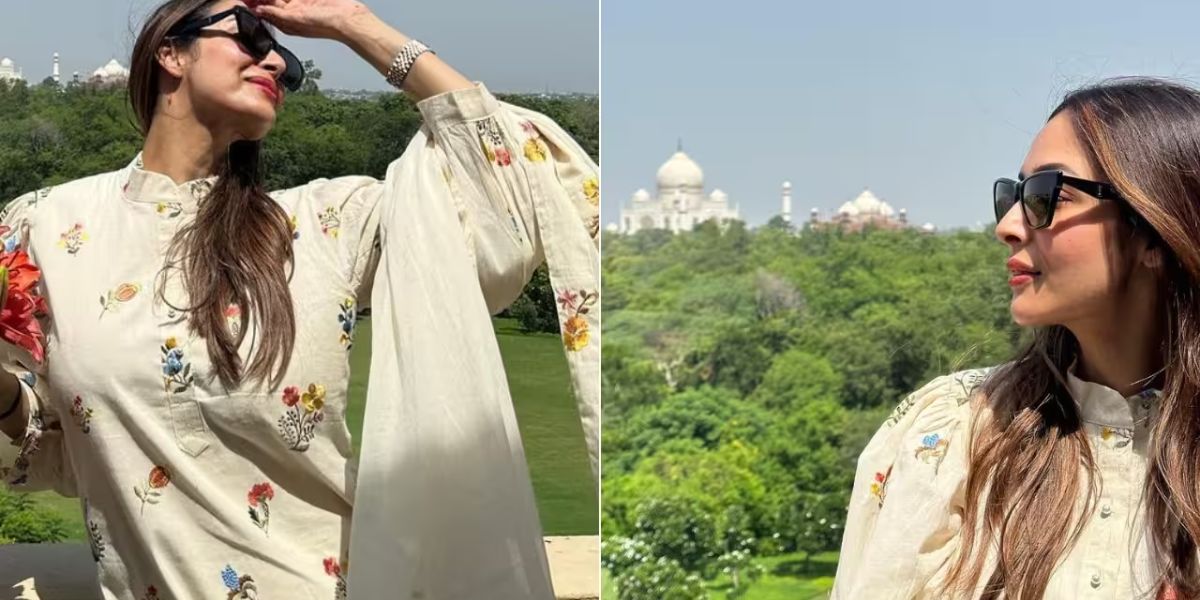 Taj Mahal का दीदार करने पहुंची Malaika Arora, खूबसूरती ने जीता फैंस का दिल, तस्वीरें हुई वायरल