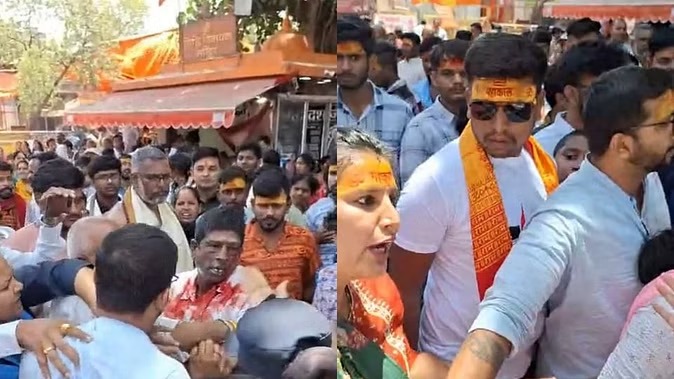 महाकाल मंदिर में दर्शनार्थियों में विवाद: धक्का लगने पर श्रद्धालुओं में जमकर मारपीट, एक घायल