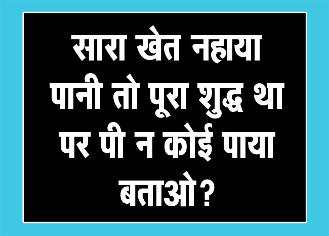 Interesting GK Questions: सारा खेत नहाया, पानी तो पूरा शुद्ध था, पर पी न कोई पाया, बताओ क्‍या?