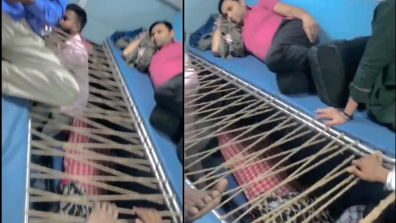 Viral Video: शख्स ने ट्रेन में बुना बिस्तर, वीडियो देख लोग हुए हैरान
