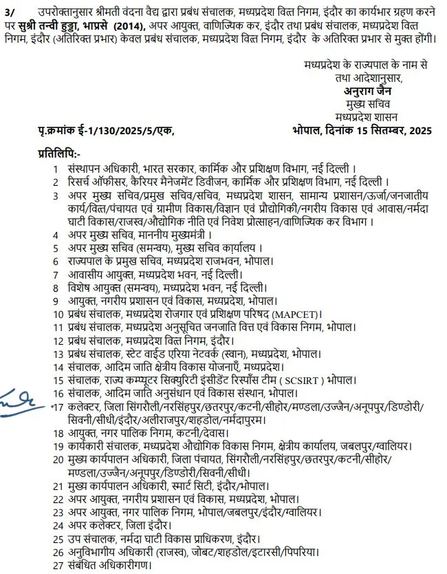 IAS Transfer: एमपी में 18 आईएएस अफसरों के हुए तबादले, जानें किस अधिकारी को मिली नई जिम्मेदारी, देखें लिस्ट