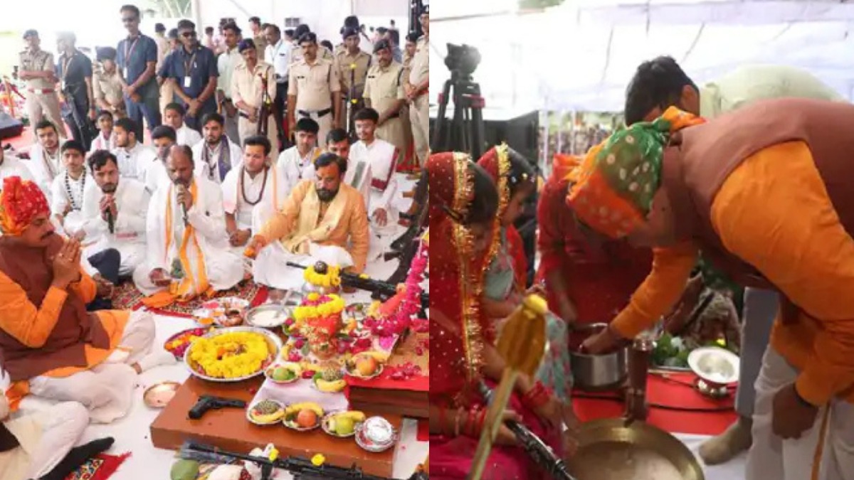 दशहरा पर्व पर इंदौर आए सीएम यादव, DRP लाइन में विधिवत तरीके से किया कन्या एवं शस्त्र पूजन