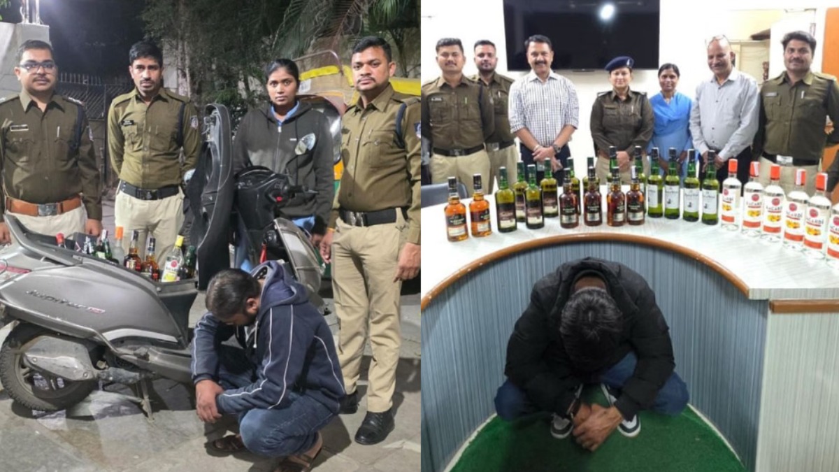 Indore में आबकारी विभाग की बड़ी कार्रवाई, शहर में शराब की होम डिलीवरी का हुआ भांडाफोड़,  टू व्हीलर पर एक लाख की बोतलें पकड़ाई