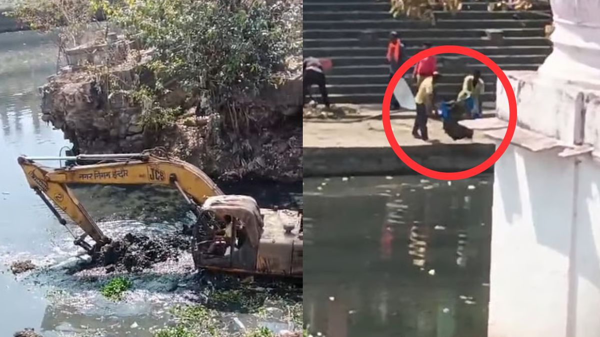 इंदौर नगर निगम का गजब कारनामा, जिस नदी से कचरा निकाला उसी में वापस डाला, वीडियो हुआ वायरल