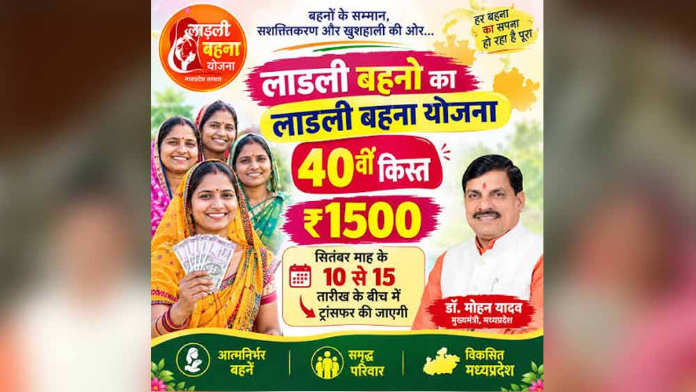 लाड़ली बहना योजना की 40वीं किस्त 13 सितंबर को होगी जारी, आगर मालवा से CM डॉ. यादव करेंगे अंतरण