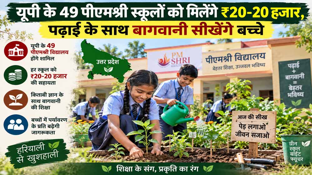 यूपी के पीएमश्री विद्यालयों में पढ़ाई के साथ होगी बागवानी की पढ़ाई, 49 स्कूलों को ₹20 हजार की मदद