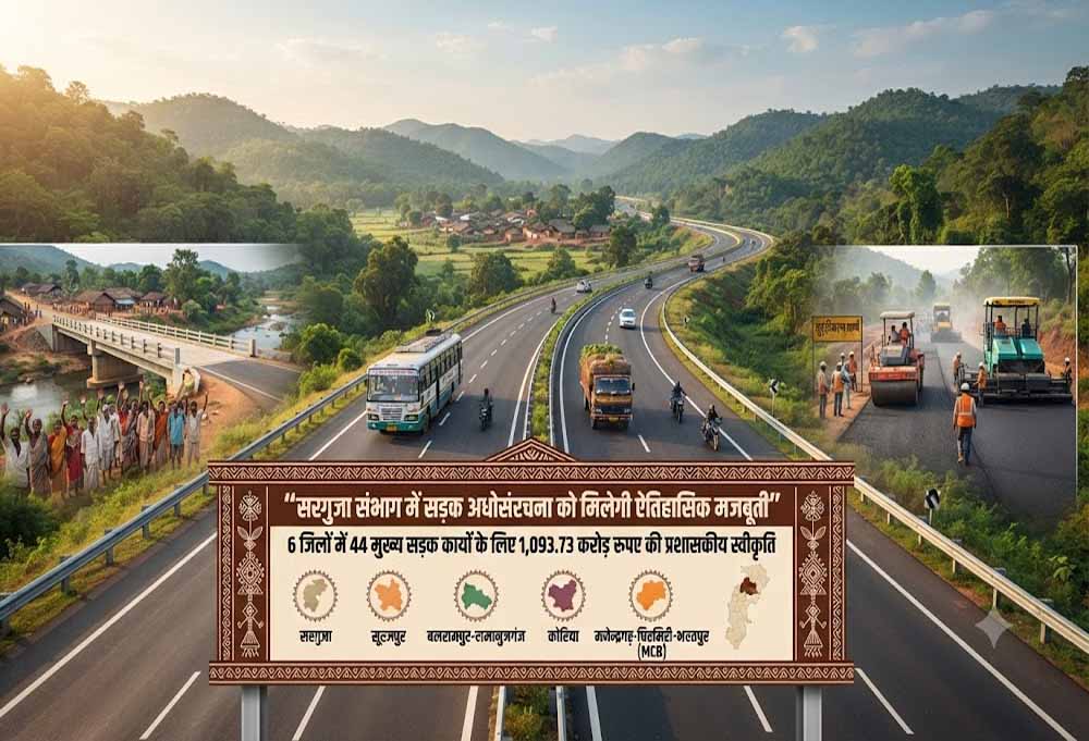 सरगुजा संभाग के 6 जिलों में सुधरेगा सड़क नेटवर्क, 44 मुख्य सड़क कार्यों को मिली प्रशासनिक स्वीकृति