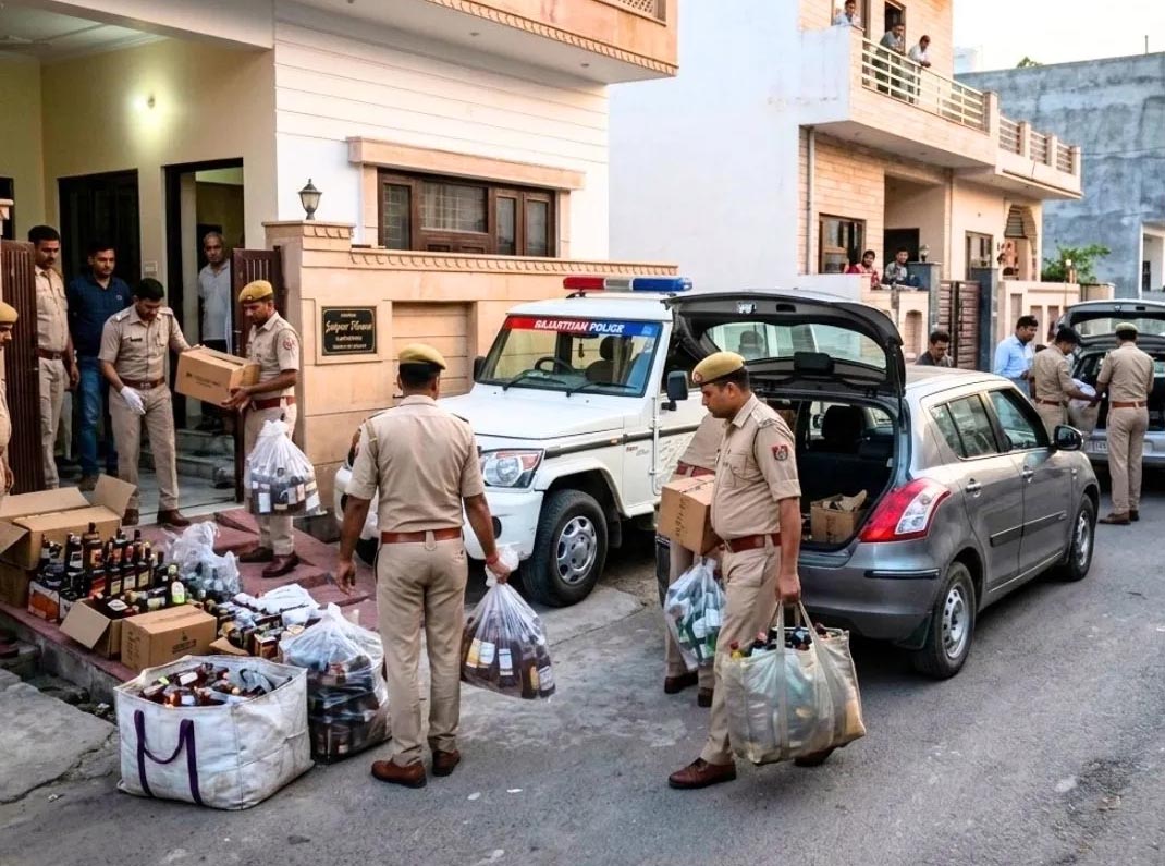 मालवीय नगर से रामनगर तक छापेमारी, कार और मकान से 80 बोतल अवैध शराब बरामद