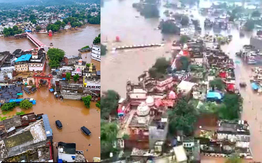 चित्रकूट में बाढ़ का खतरा बढ़ा! खतरे के निशान के करीब पहुंची मंदाकिनी, 400 दुकानें जलमग्न