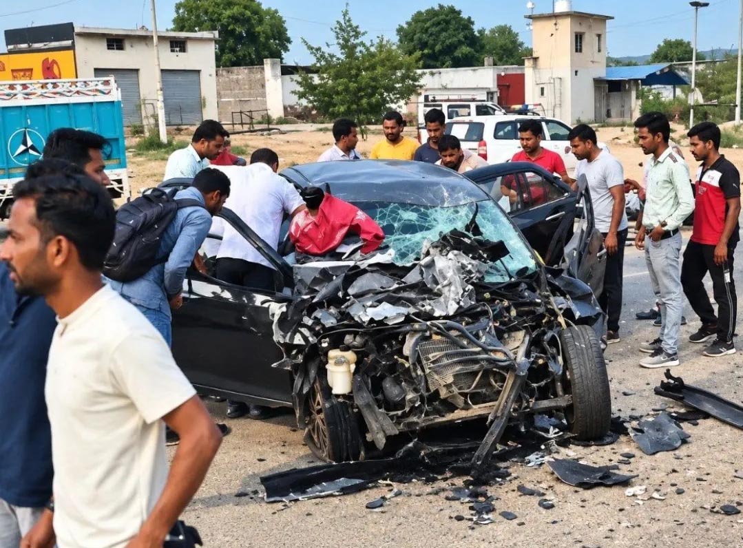 नागौर में दर्दनाक सड़क हादसा, मुरड़ से भरे डंपर ने कार को मारी टक्कर; 4 की मौत