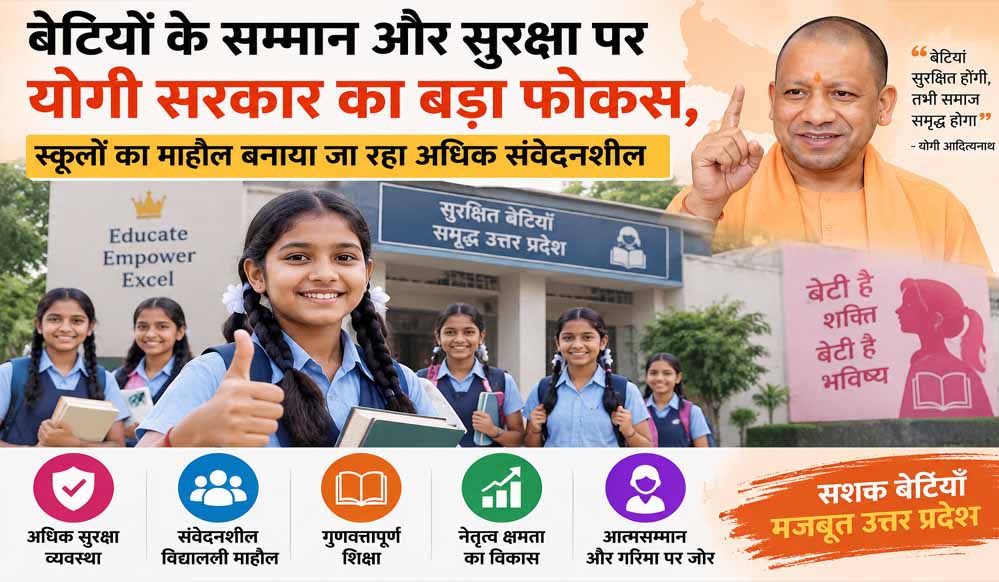 बेटियों के सम्मान और सुरक्षा पर योगी सरकार का बड़ा फोकस, स्कूलों का माहौल बनाया जा रहा अधिक संवेदनशील