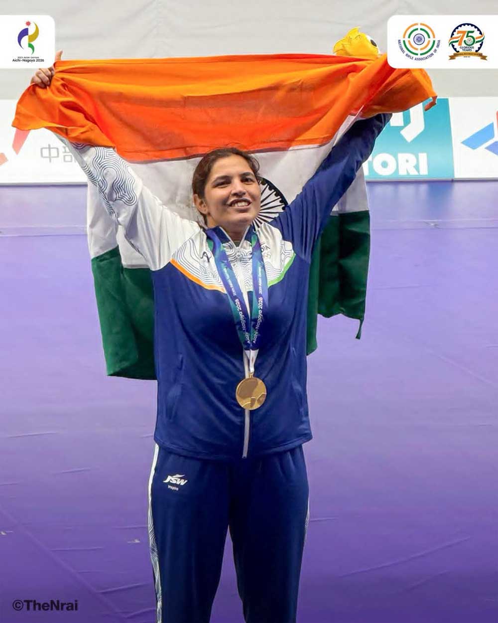 महिला ट्रैप व्यक्तिगत स्पर्धा में स्वर्ण पदक जीतने वाली पहली भारतीय महिला खिलाड़ी बनीं