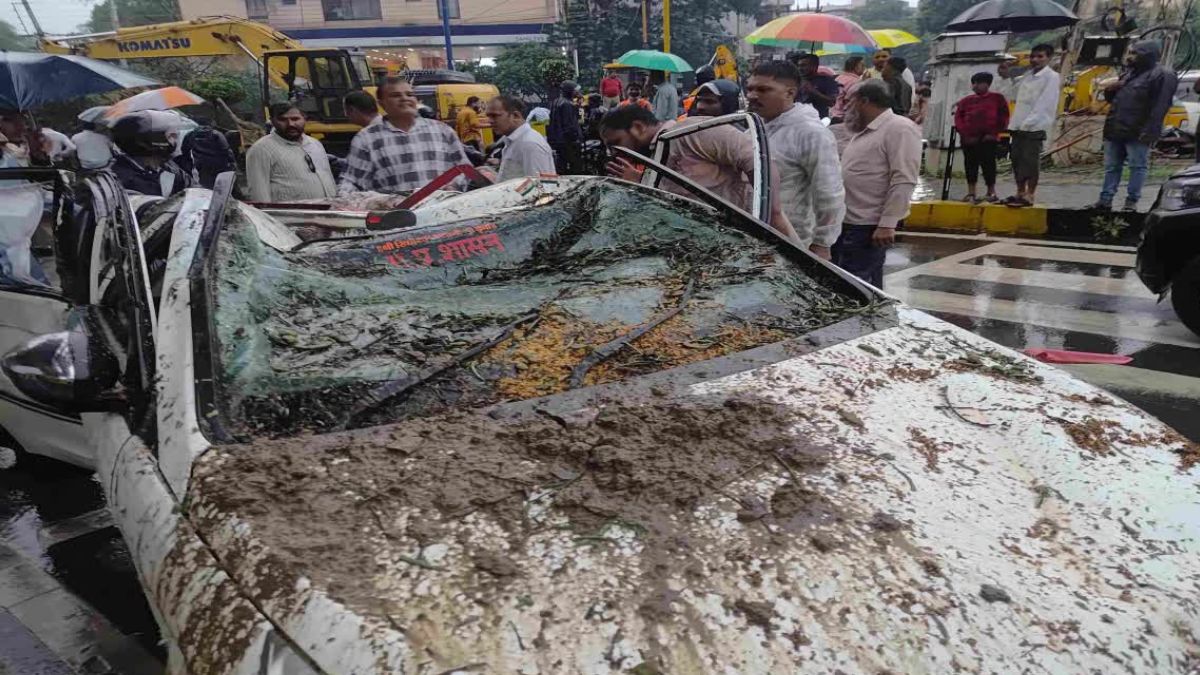 इंदौर में सेंट्रल जेल के सामने कार पर गिरा पेड़, डिप्टी कलेक्टर की माँ की हुई मौत