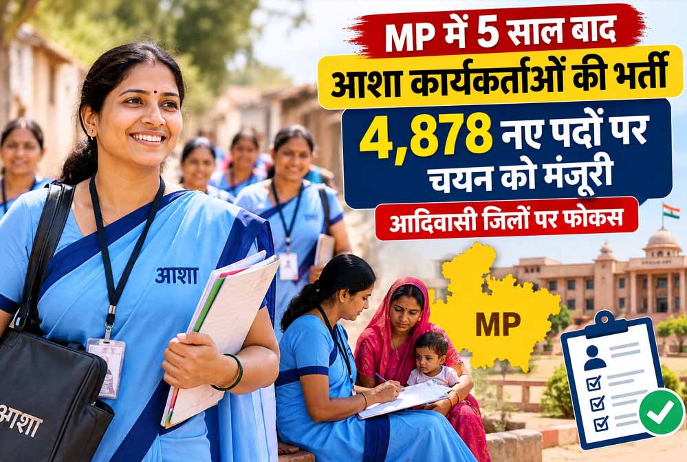 मध्य प्रदेश में आशा कार्यकर्ताओं के 4,878 पदों पर होगी भर्ती, आदिवासी जिलों पर विशेष फोकस