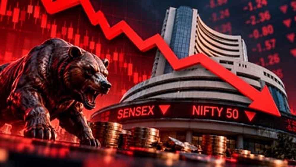 शेयर बाजार में अचानक पलटी बाजी, सुबह की तेजी गायब; सेंसेक्स ऊंचे स्तर से 1,400 अंक टूटा