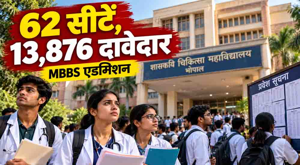मध्यप्रदेश में मेडिकल एडमिशन की रेस तेज, 62 खाली सीटों के लिए आए 13,876 आवेदन; एक सीट पर 224 दावेदार