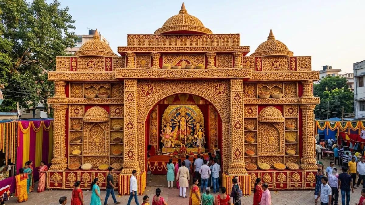 झारखंड में अनोखा दुर्गा पूजा पंडाल, 10 हजार गोलगप्पों से होगी सजावट; डेढ़ महीने से जुटे कारीगर