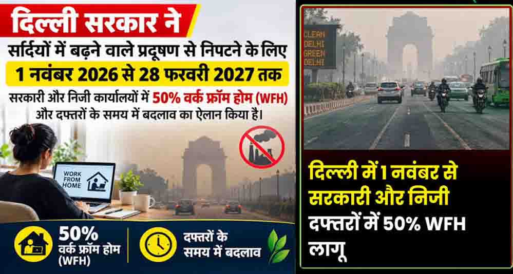 प्रदूषण से निपटने के लिए बड़ा फैसला, दिल्ली-NCR में 15 दिन घर से काम करेंगे कर्मचारी