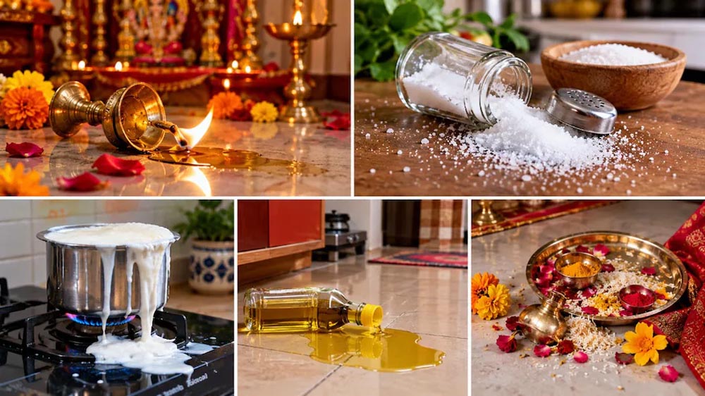 Vastu Tips: हाथ से दीया, नमक या दूध गिरना क्यों माना जाता है अशुभ? जानें मान्यताएं