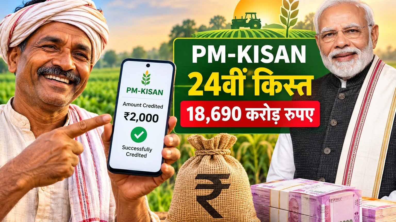 किसानों के लिए बड़ी खुशखबरी! पीएम मोदी ने जारी की 24वीं किस्त, खाते में आए 2,000 रुपये