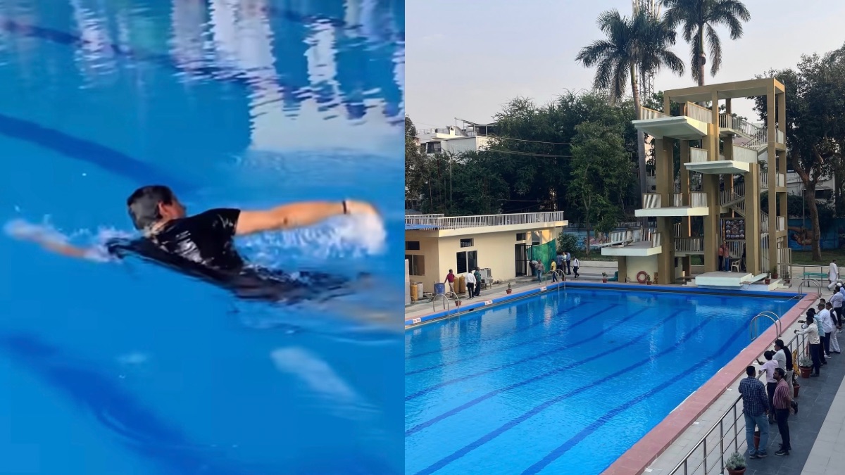 इंदौर में महापौर पुष्यमित्र भार्गव और विधायक महेंद्र हार्डिया ने छलांग लगाकर किया नेहरू पार्क स्विमिंग पूल का शुभारंभ, 4.07 करोड़ की लागत से मिला नया स्वरूप